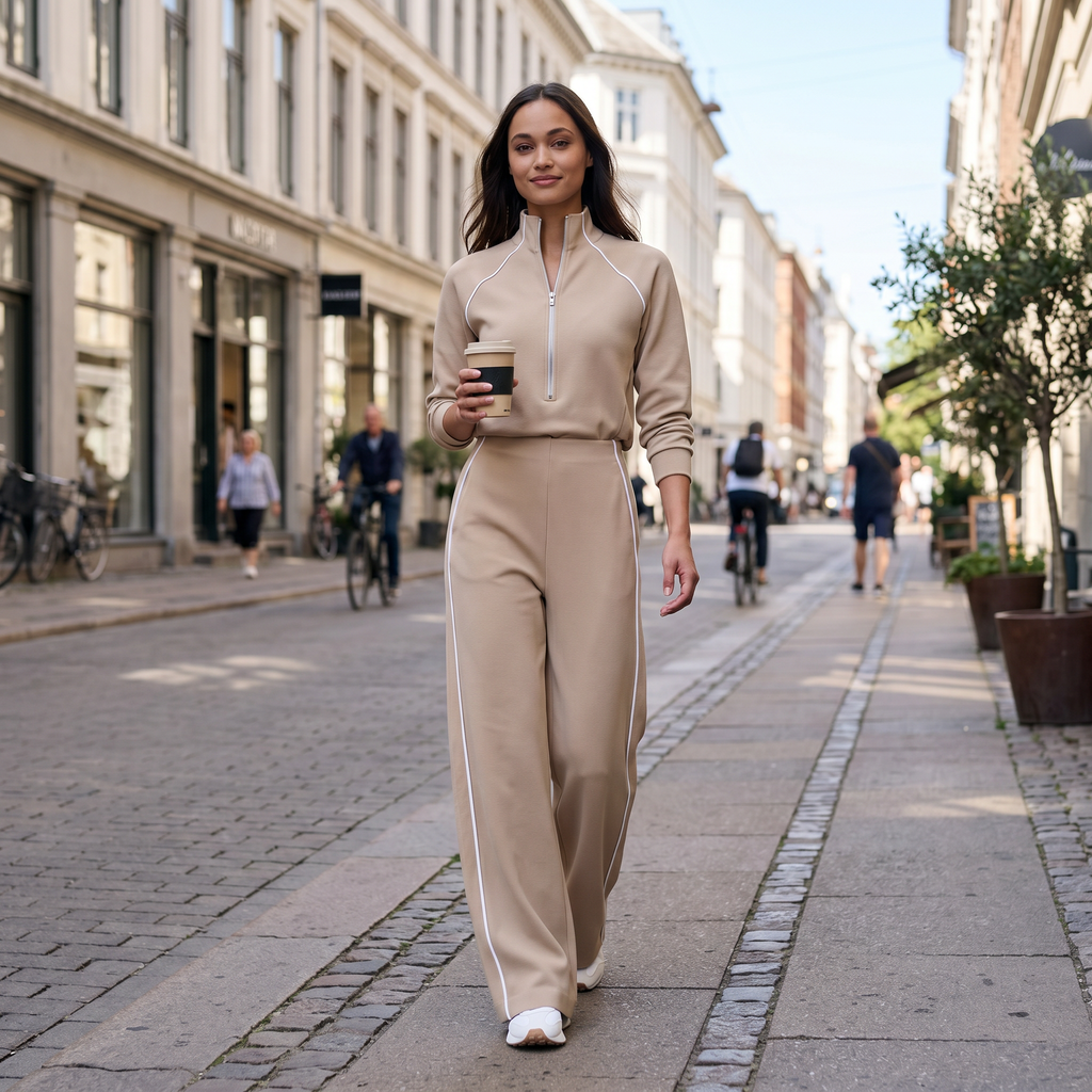 Long Sleeve Everyday Cozy Half-Zip Jumpsuit