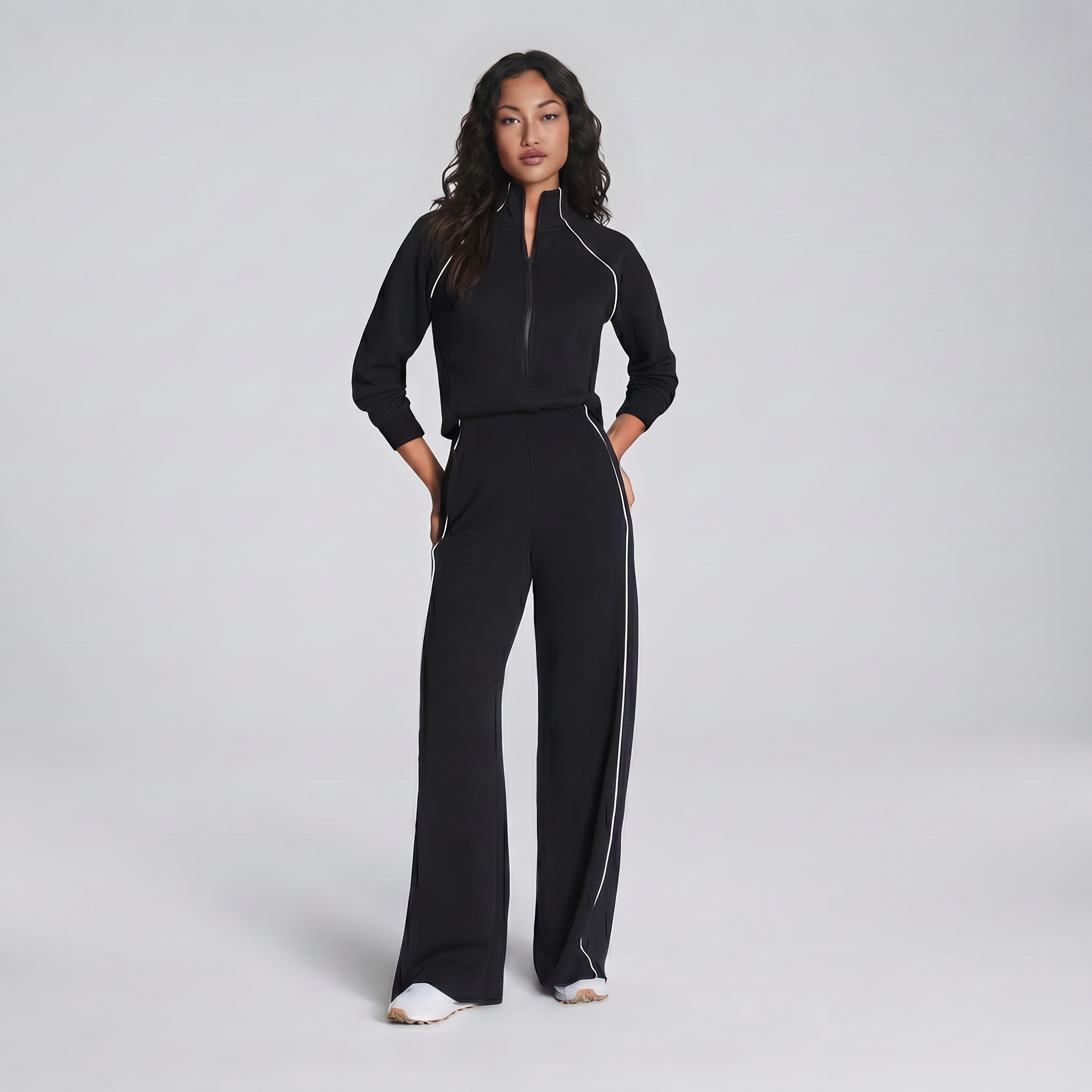 Long Sleeve Everyday Cozy Half-Zip Jumpsuit