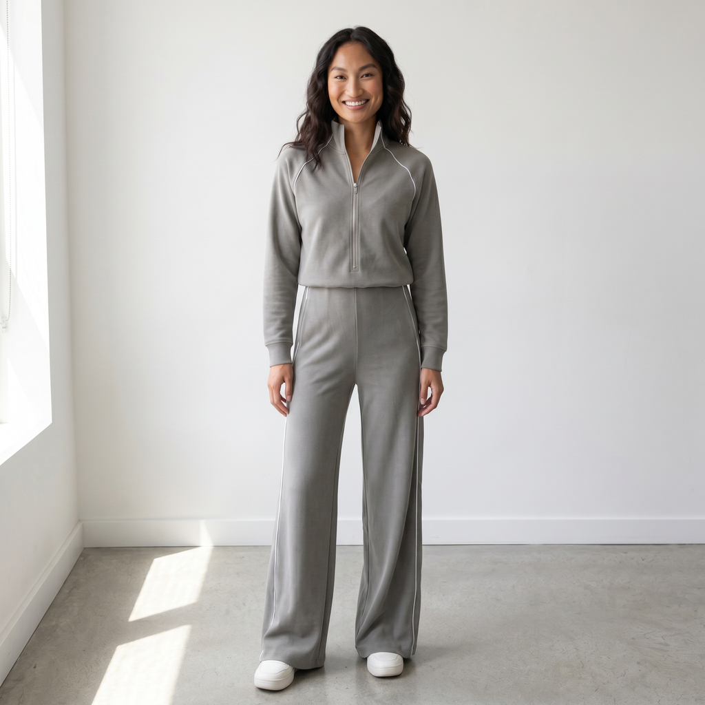 Long Sleeve Everyday Cozy Half-Zip Jumpsuit