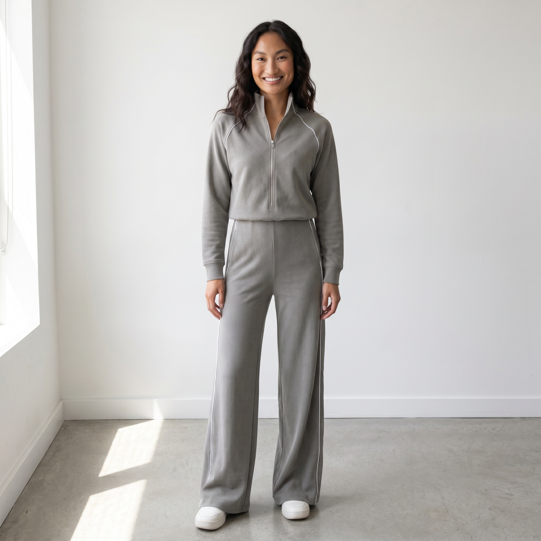 Long Sleeve Everyday Cozy Half-Zip Jumpsuit