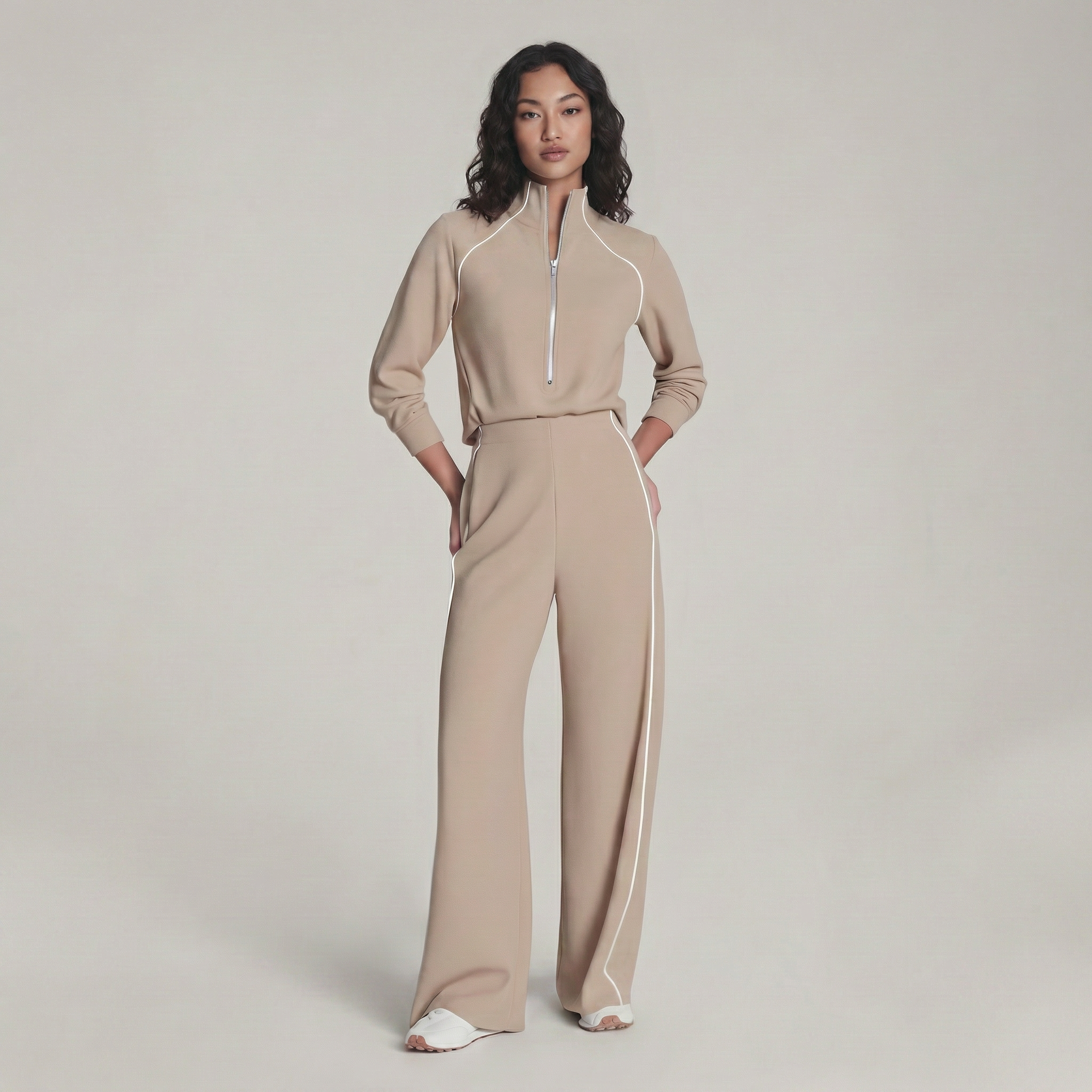 Long Sleeve Everyday Cozy Half-Zip Jumpsuit