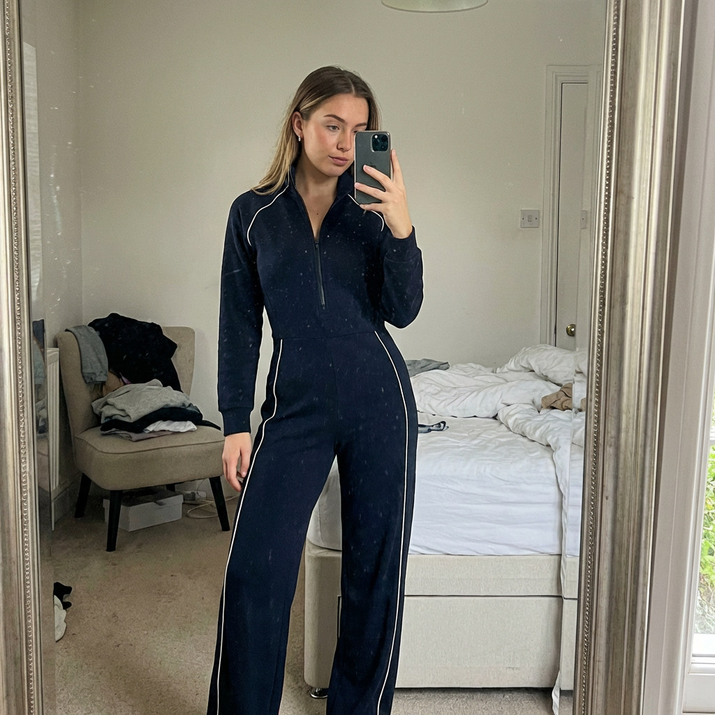 Long Sleeve Everyday Cozy Half-Zip Jumpsuit