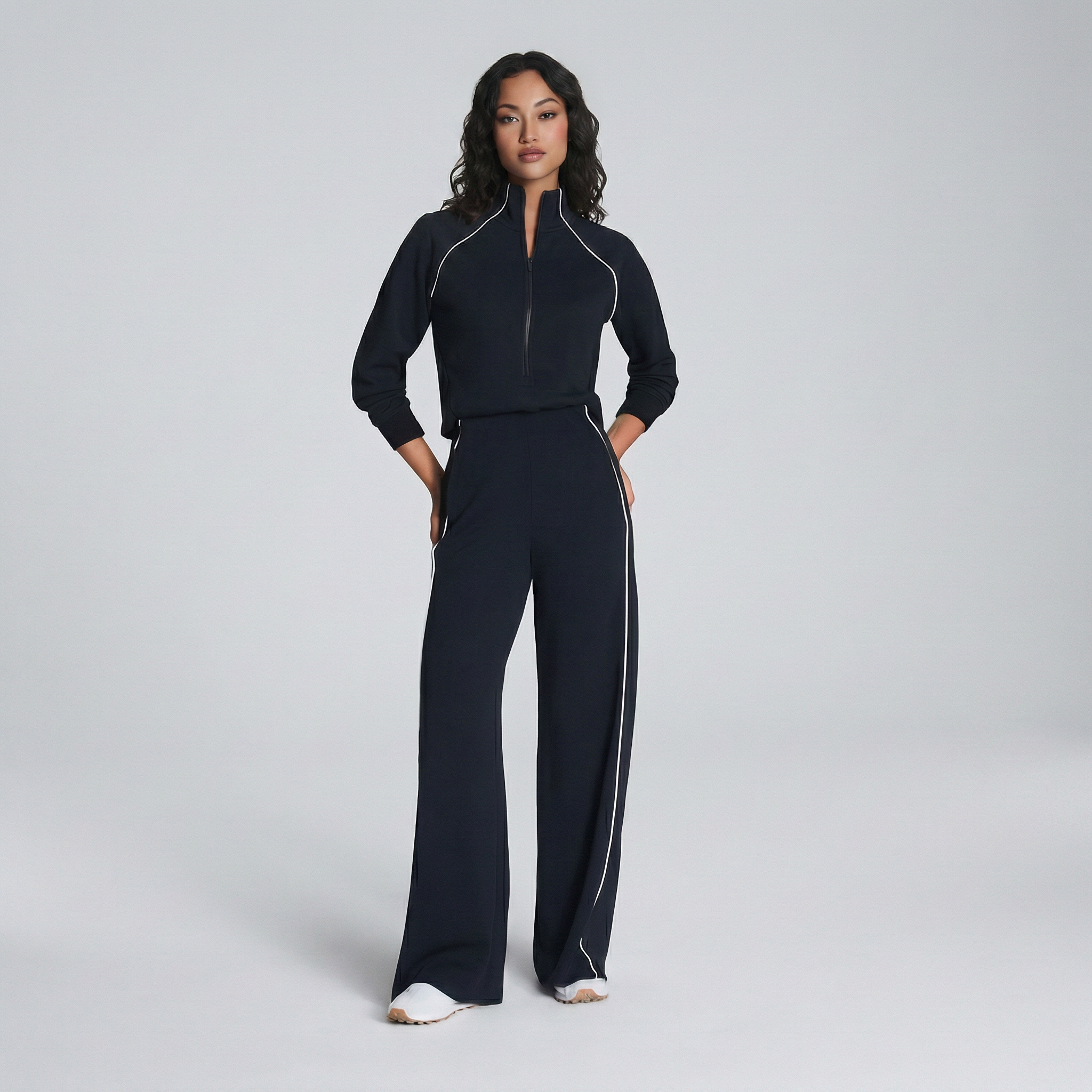 Long Sleeve Everyday Cozy Half-Zip Jumpsuit