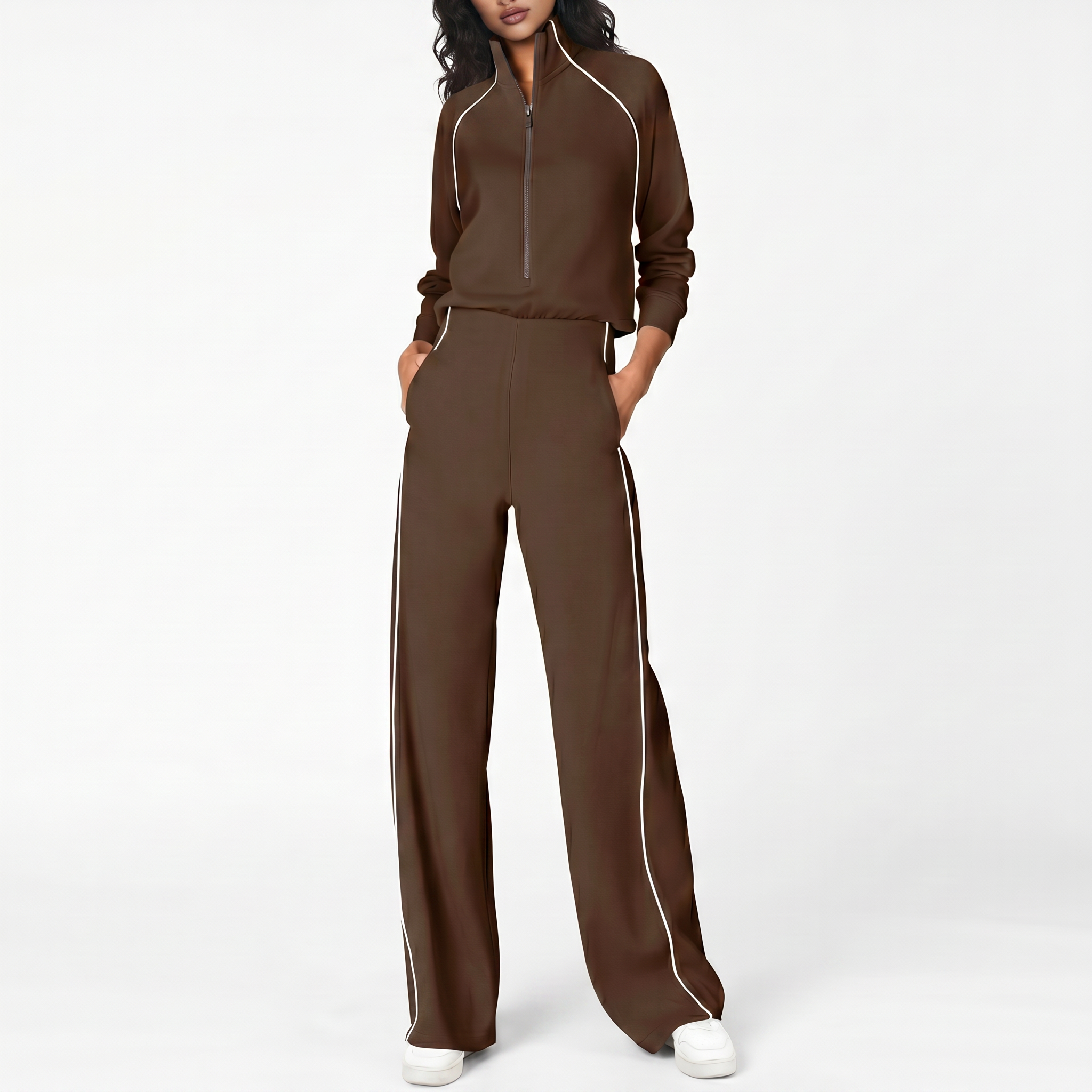 Long Sleeve Everyday Cozy Half-Zip Jumpsuit