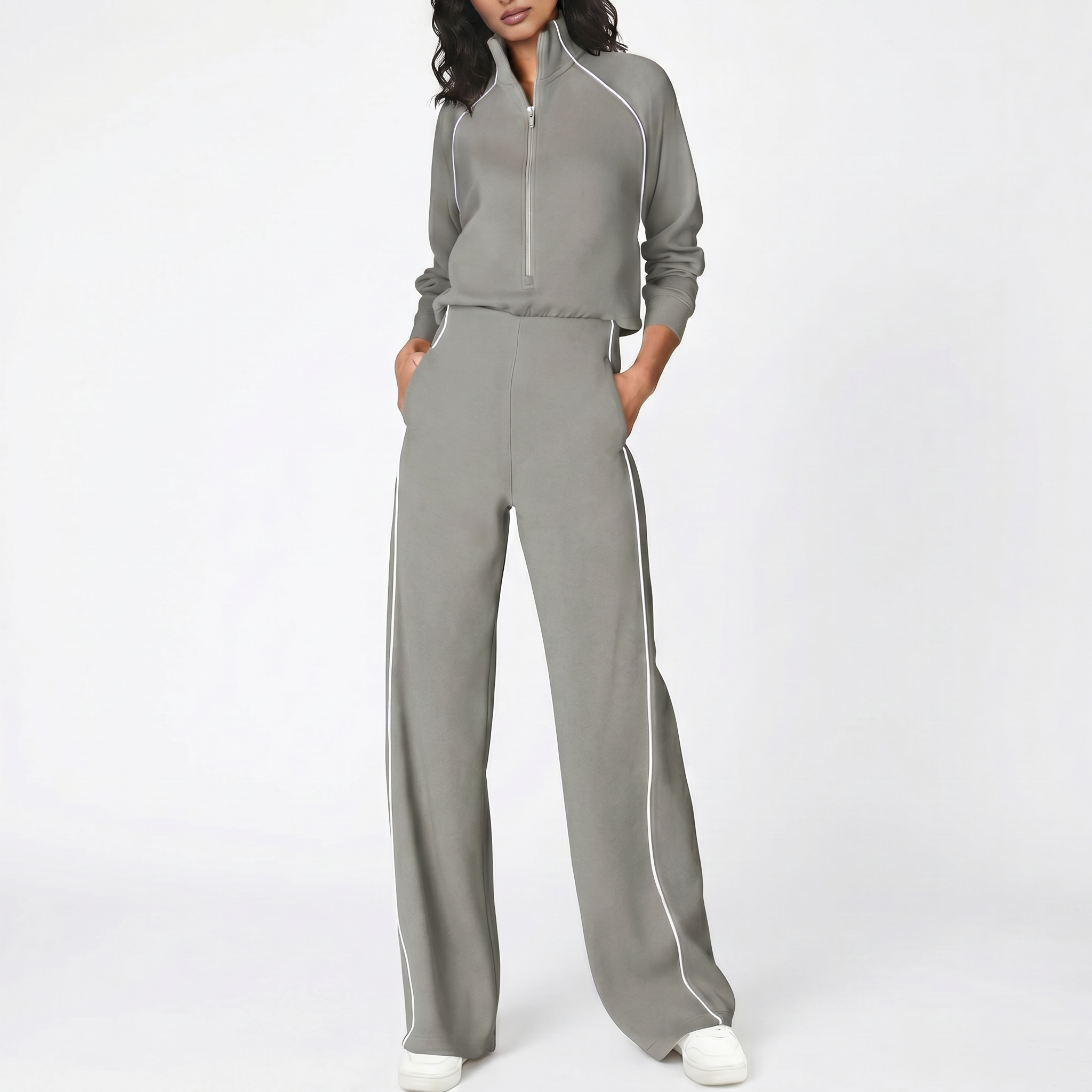 Long Sleeve Everyday Cozy Half-Zip Jumpsuit