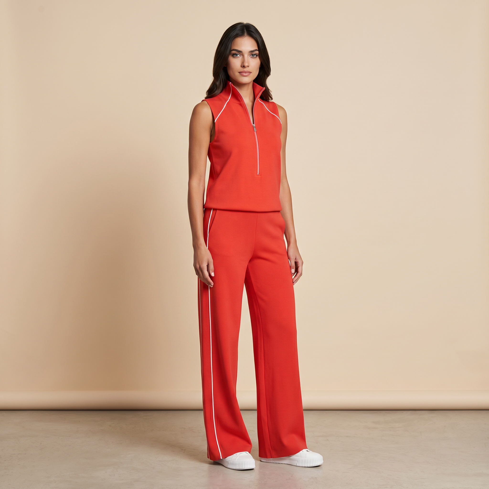 Short Sleeve Everyday Cozy Half-Zip Jumpsuit